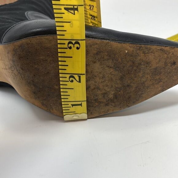 Timothy Hitsman Leather & Spandex Metal Heel Calf Length Boots - Picture 11 of 11